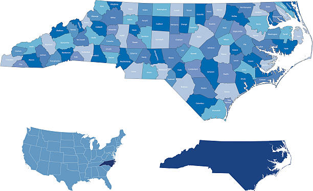 North Carolina & counties map highly detailed map from North Carolina state & counties for your design and products. emerald isle north carolina stock illustrations