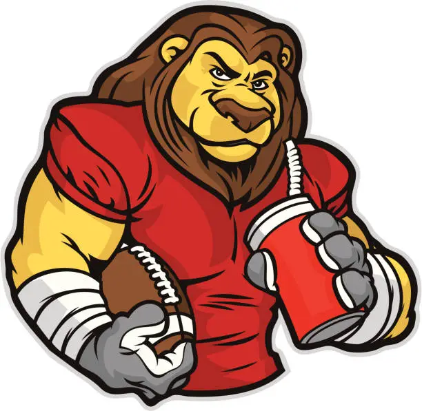 Vector illustration of Lion Mascot Football