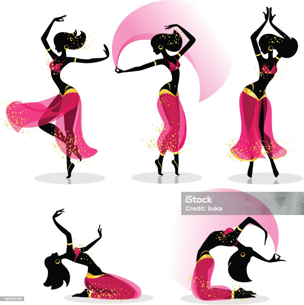 Bailarina de vientre diferentes poses y propuestas - arte vectorial de Danza del vientre libre de derechos