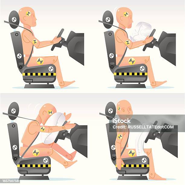 Ilustración de Accidente Dummies Bolsa De Aire y más Vectores Libres de Derechos de Airbag - Airbag, Maniquí de pruebas, Coche