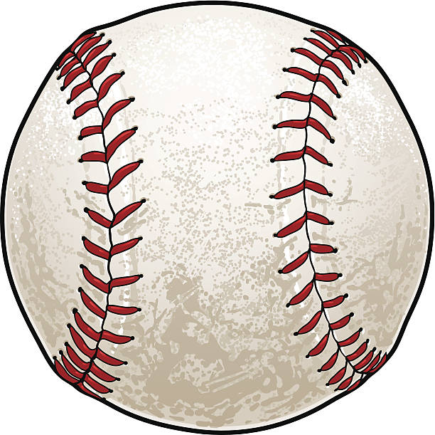 Graphic of an old dirty baseball Old Dirty Baseball.  Major elements layered separately. 3 spot colors plus black. Simple gradients and shapes for easy printing, separating and color changes. File formats: EPS and JPG baseball threads stock illustrations