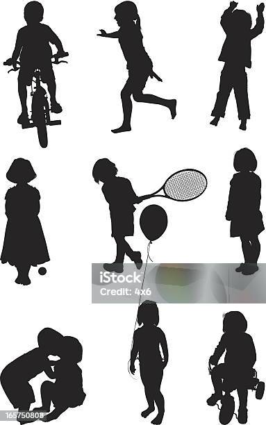 Cute Kids Playing Stock Illustration - Download Image Now - Child, Cycling, Bicycle