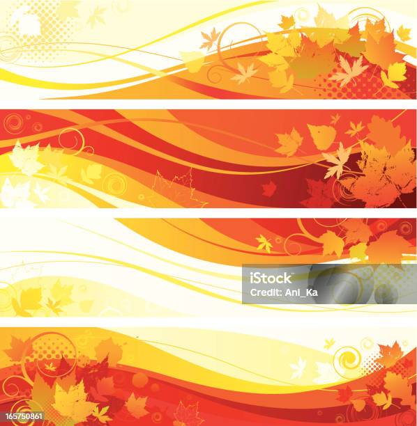 Autumn Banners Stock Illustration - Download Image Now - Curve, Maple Leaf, Art