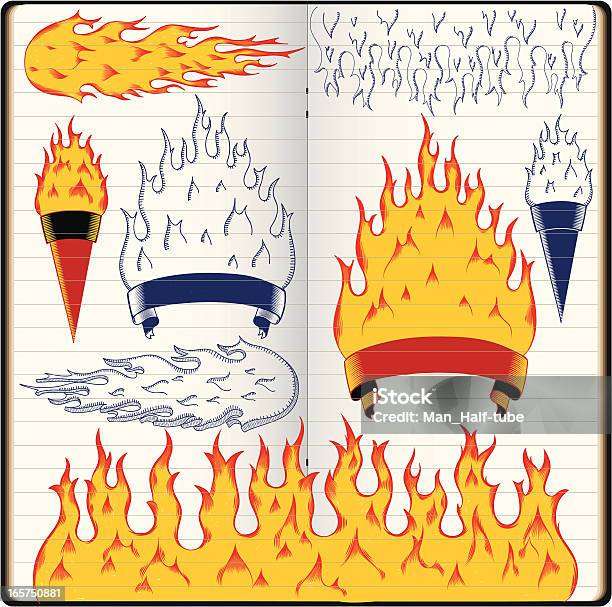 Ilustración de Burning Garabatos y más Vectores Libres de Derechos de Dibujar - Dibujar, Fuego, Abstracto
