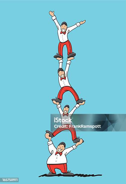Acrobatic Human Pyramid Stock Illustration - Download Image Now - Human Pyramid, Acrobat, Circus