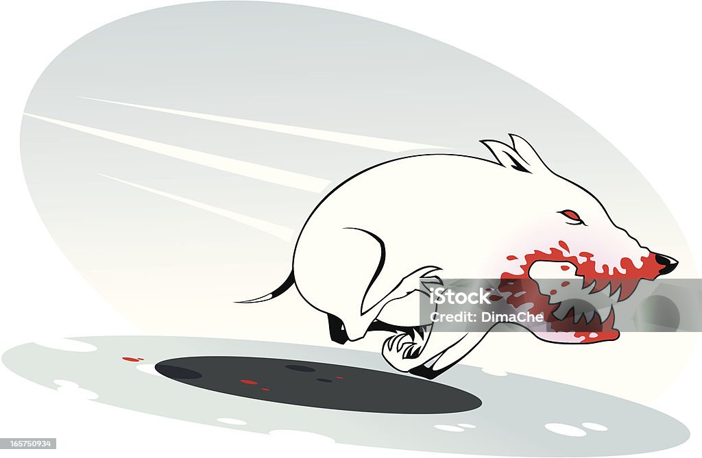 Bull Terrier Running mad white Bull Terrier with bloody mouth. Aggression stock vector