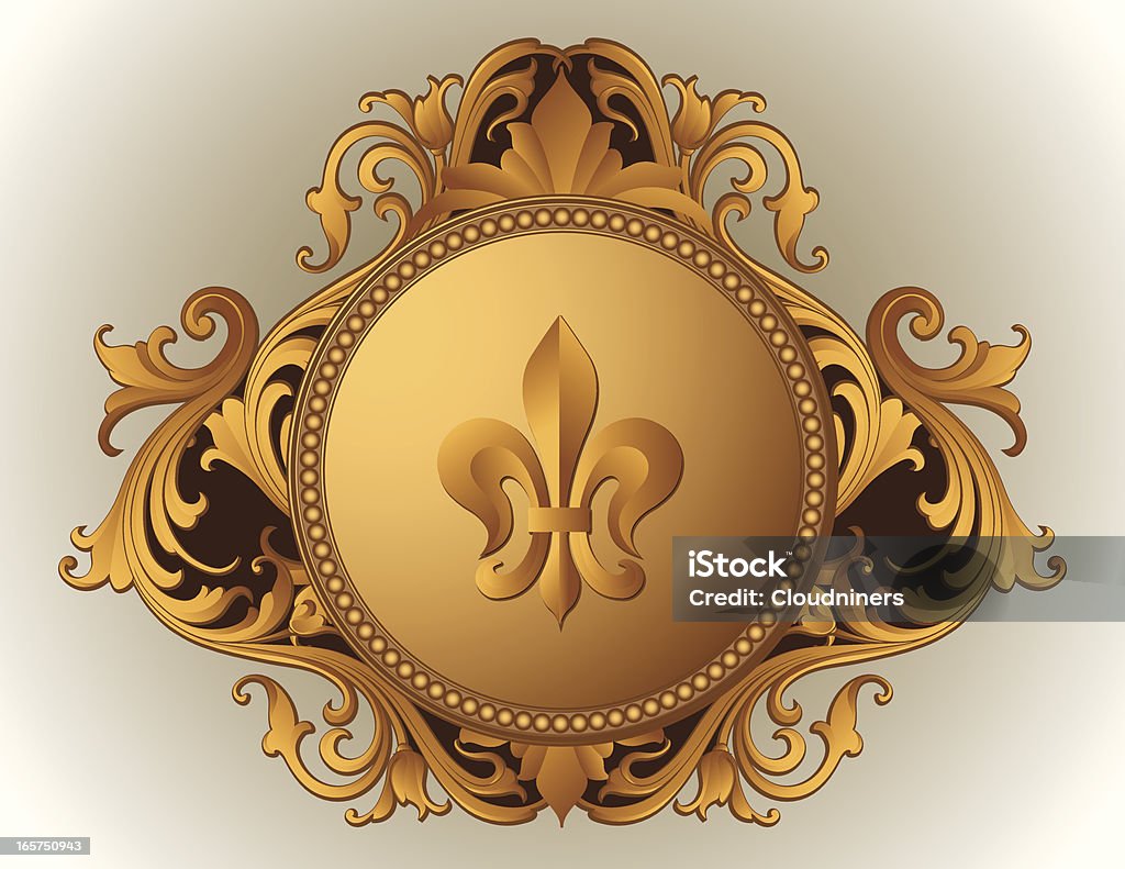 Barocco ornato Frame fleur de lys - arte vettoriale royalty-free di Giglio araldico