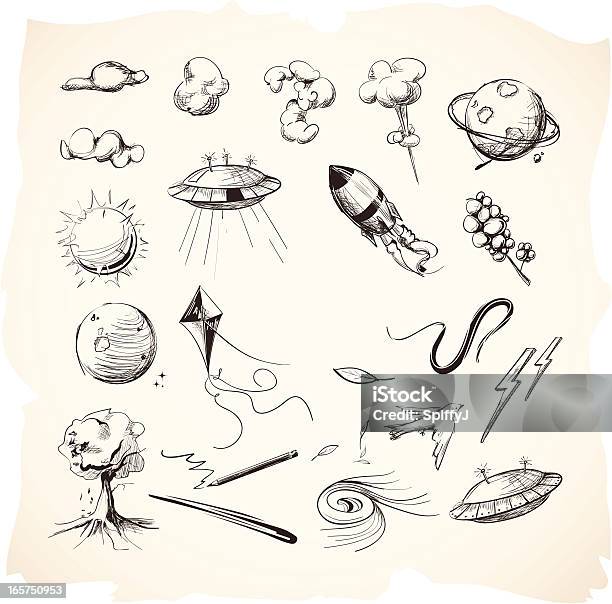Interstellar Esboços Ou Desenhos - Arte vetorial de stock e mais imagens de Rabisco - Desenho - Rabisco - Desenho, Ilustração, Lápis