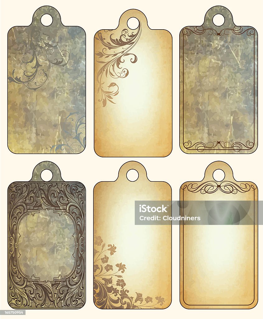 Conjunto de etiquetas Vintage com Ornamento - Vetor de 2000-2009 royalty-free