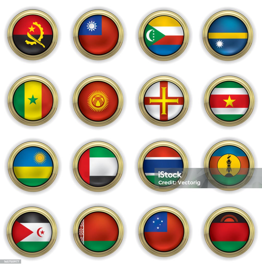 Bandeira botões mundo - Vetor de Angola royalty-free