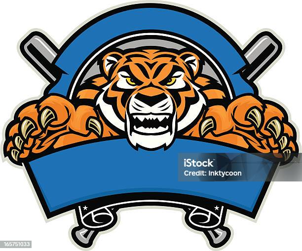 Тигр Бейсбольная Дизайн — стоковая векторная графика и другие изображения на тему Тигр - Тигр, Бейсбол, Талисман