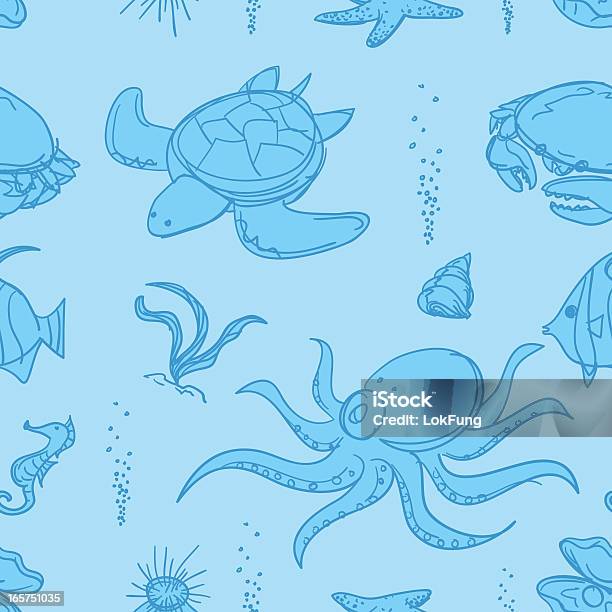 シームレスな背景海の生物 - イラストレーションのベクターアート素材や画像を多数ご用意 - イラストレーション, ウニ, カメの甲羅