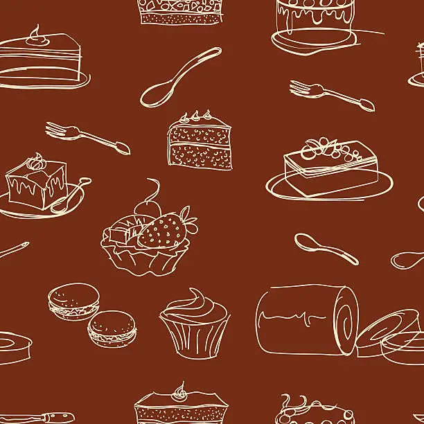 Vector illustration of Seamless background - Cakes and dessert