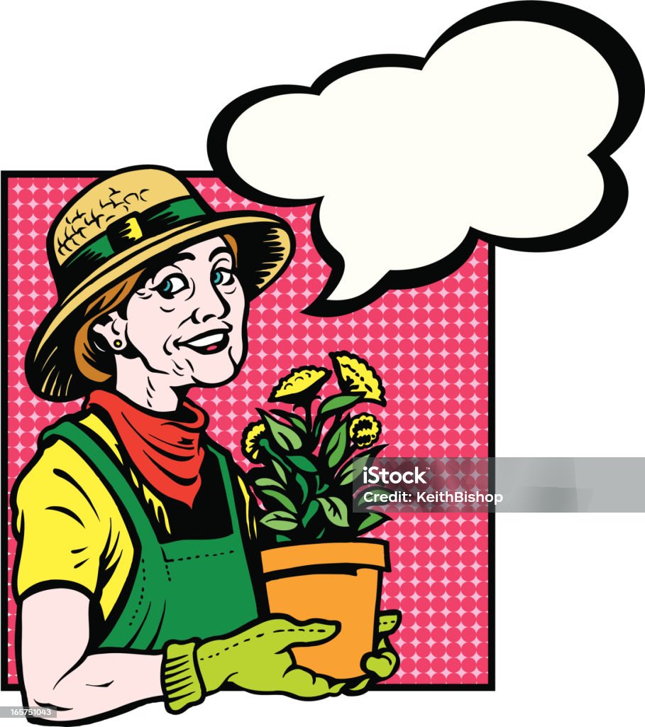 Grand-mère main verte jardin avec pensée-jardinage de - clipart vectoriel de Adulte libre de droits