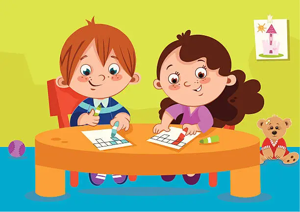Vector illustration of Kids Activity Time