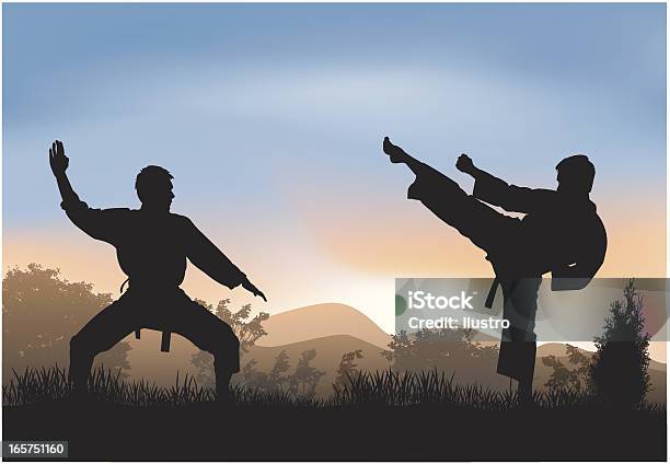 Training In Nature Stock Illustration - Download Image Now - Karate, Dojo, Kickboxing