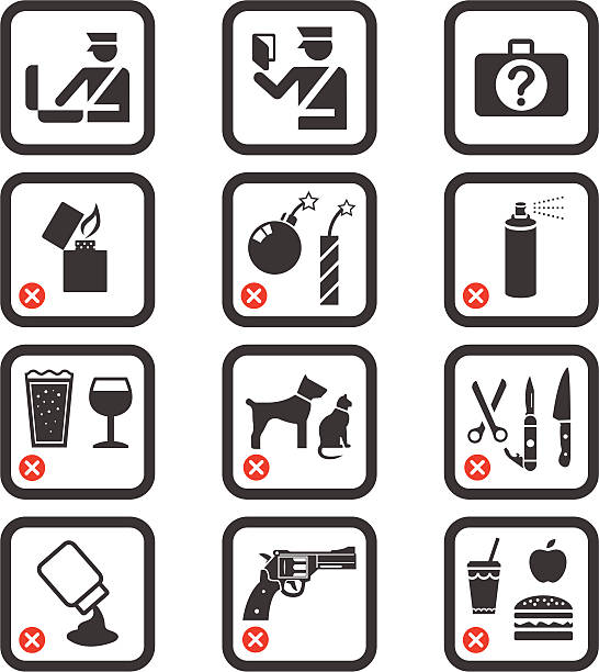 passport значки управления и безопасности - airport sign stock illustrations