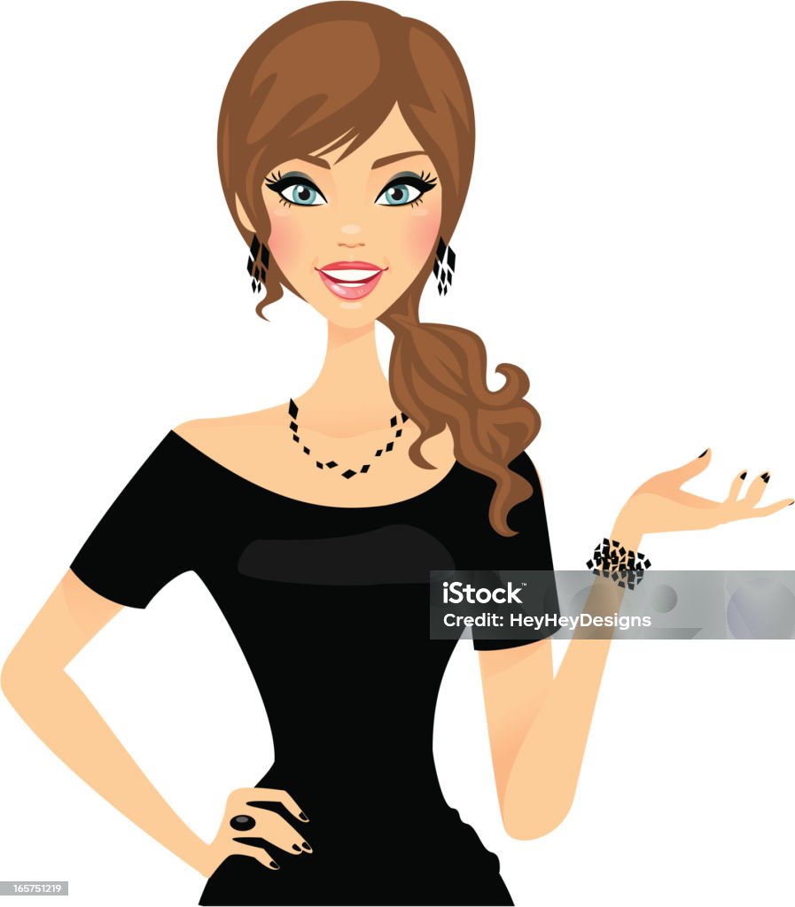 Elegante donna Esprimere a gesti - arte vettoriale royalty-free di Accessorio personale