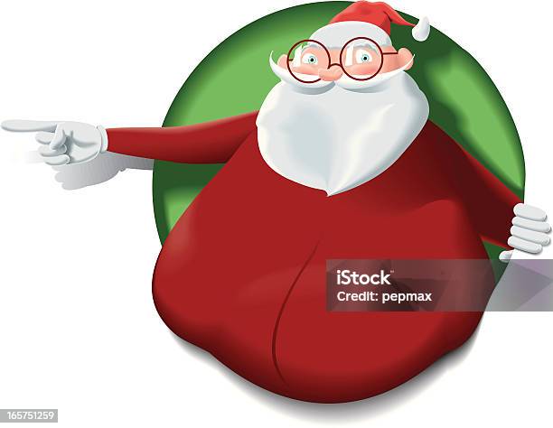 Ilustración de Santa Claus Señalando Lean El Orificio Lateral y más Vectores Libres de Derechos de Agujero - Agujero, Barba - Pelo facial, Barrigón