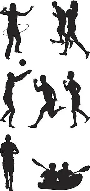 Vector illustration of People enjoying outdoor activities and sports