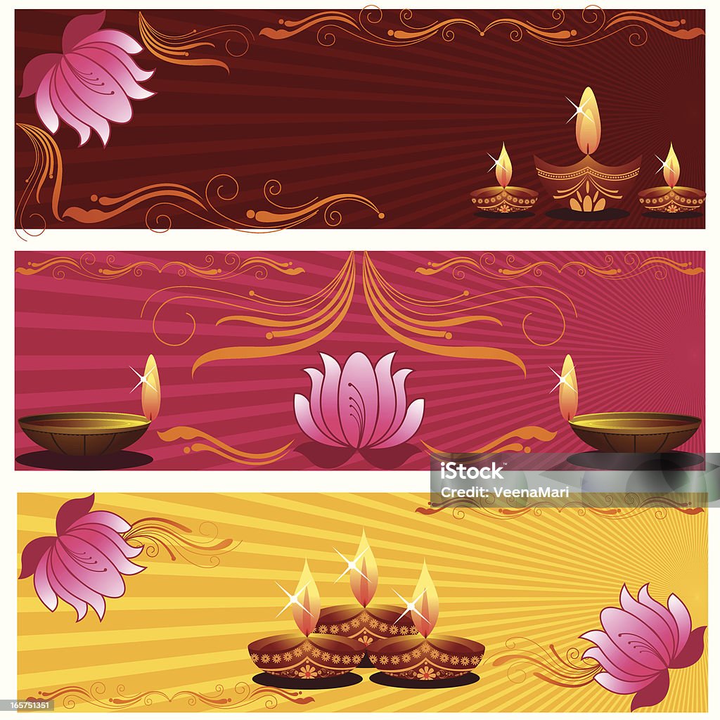 Diwali tło z Lotus. - Grafika wektorowa royalty-free (Czerwony)