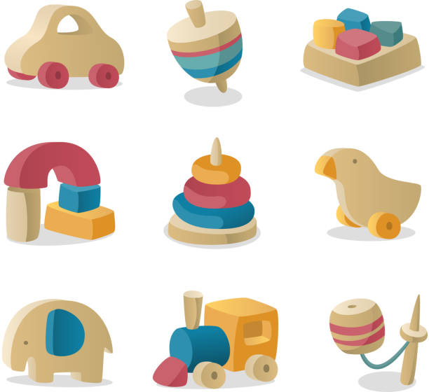 illustrations, cliparts, dessins animés et icônes de jouets en bois rétro - bébé cubes