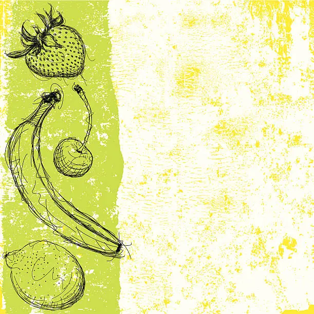Vector illustration of distressed fruit background