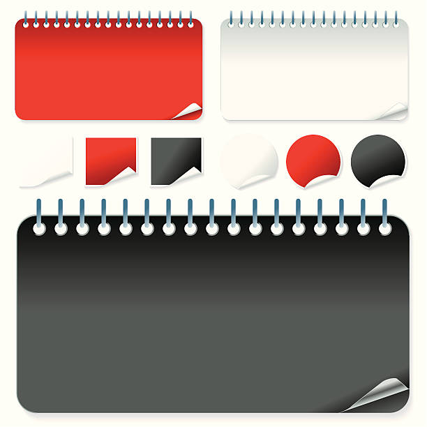 rot und schwarzes papier-kissen - kalender abreißen stock-grafiken, -clipart, -cartoons und -symbole