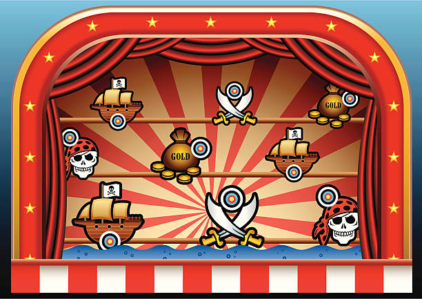 Carnival Pirate Shoot Illustration of a Pirate Shoot amusement found at a carnival or fairground. swashbuckler stock illustrations