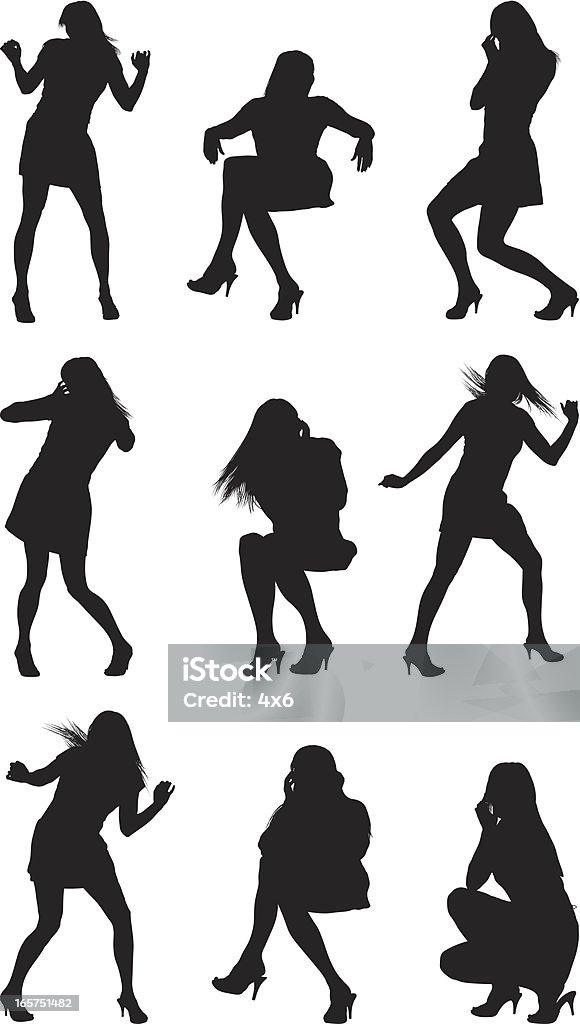 Mulheres Sexy Dança - Royalty-free A usar um telefone arte vetorial