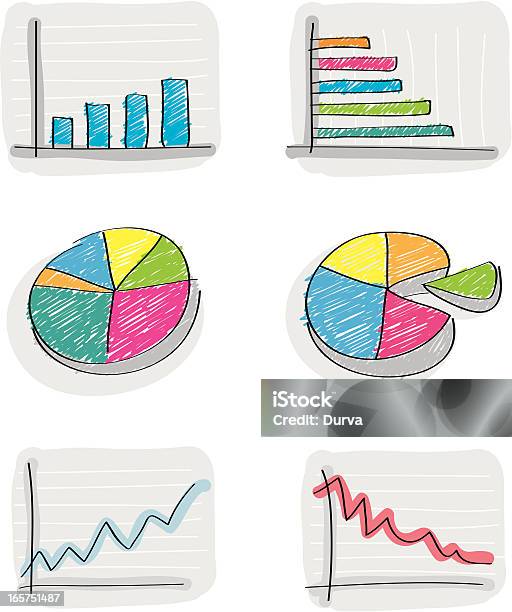 Ensemble De Graphiques Vecteurs libres de droits et plus d'images vectorielles de Diagramme en bâtons - Diagramme en bâtons, Croquis, Abstrait