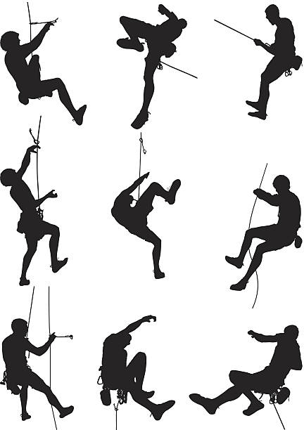 Men rappelling and rock climbing Men rappelling and rock climbinghttp://www.twodozendesign.info/i/1.png rope climbing stock illustrations