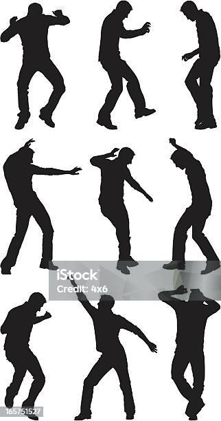 Male Silhouettes Dancing Stock Illustration - Download Image Now - Activity, Adult, Black And White
