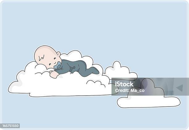 Neugeborenes Baby Boy Schläft In Den Wolken Stock Vektor Art und mehr Bilder von Baby - Baby, Nur Babys, Schlafen