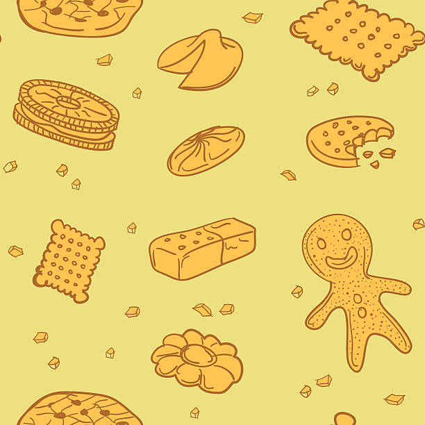 illustrations, cliparts, dessins animés et icônes de fond sans couture-cookies - biscuit cookie cracker missing bite