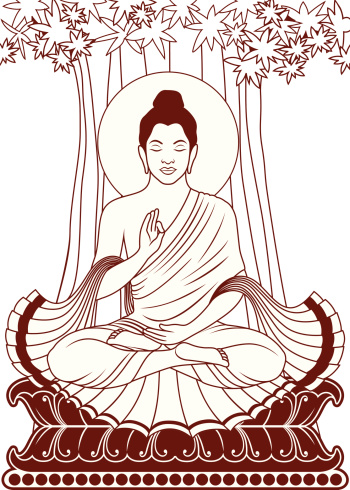 Illustration of Buddha with pen and ink style.All separate layer and completed object.