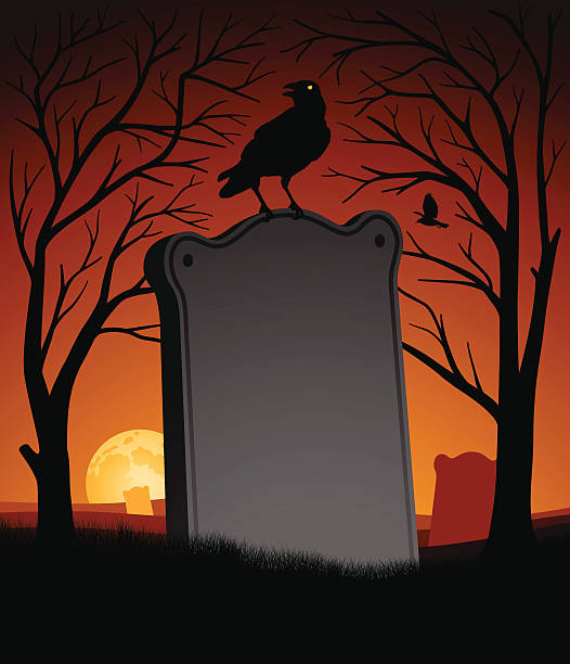 жуткий хэллоуин сцены - cemetery grave halloween non urban scene stock illustrations