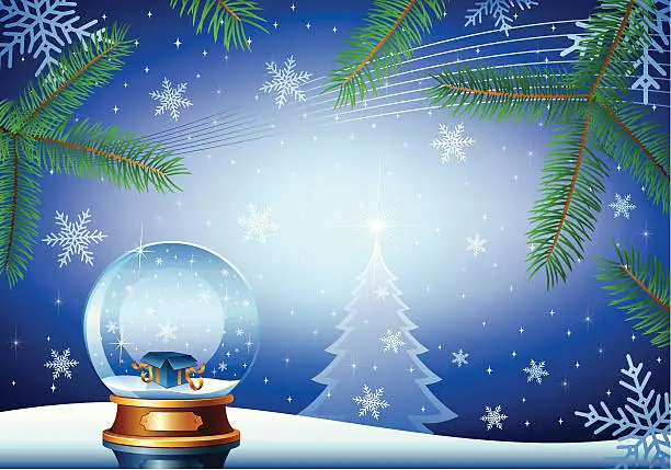 Vector illustration of Snow Globe with Christmas Background