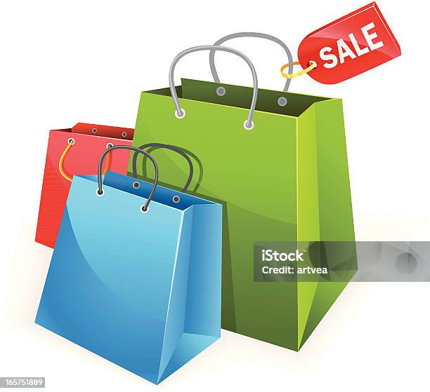 Vetores de Sacos De Compras e mais imagens de Sacola de compras - Sacola de compras, Projeção isométrica, Azul