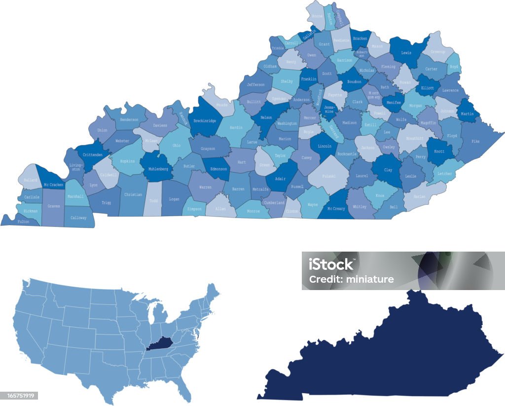 Vetores de Estado De Kentucky Condados Mapa e mais imagens de Distrito