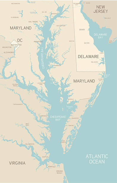 ilustrações, clipart, desenhos animados e ícones de chesapeake bay mapa - usa delaware map cartography