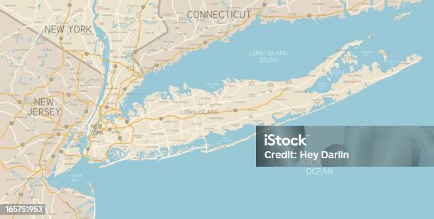 Regione Di New York E Long Island Map - Immagini vettoriali stock e altre immagini di Carta geografica - Carta geografica, New York - Città, New York - Stato