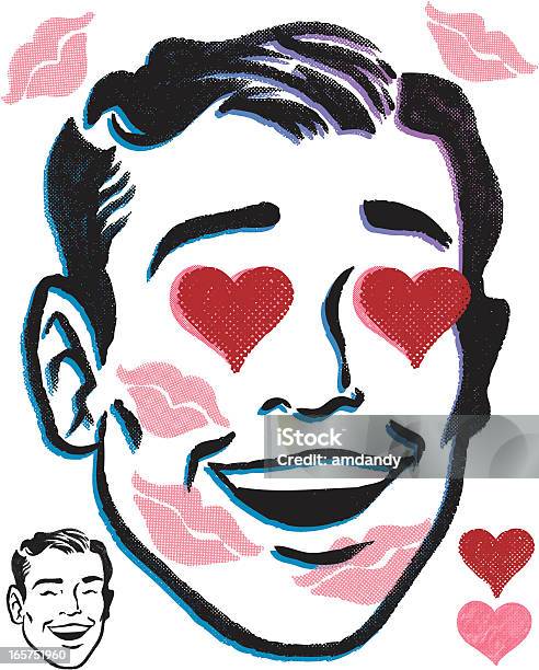 Retro Amor Enjoo - Arte vetorial de stock e mais imagens de Beijo de Batom - Beijo de Batom, Dia dos Namorados, Estilo retro