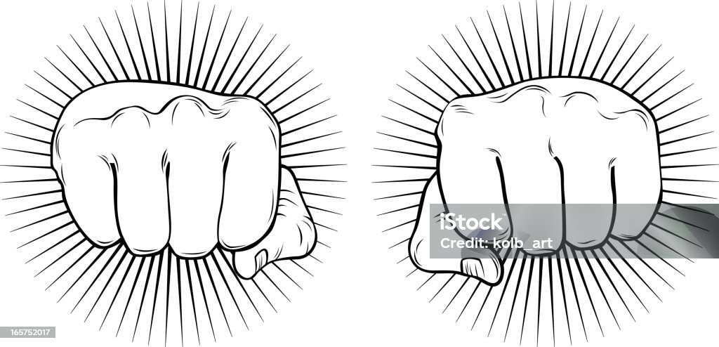 Flashy fists Vector illustration of two clenched fists with flashes. Knuckle stock vector