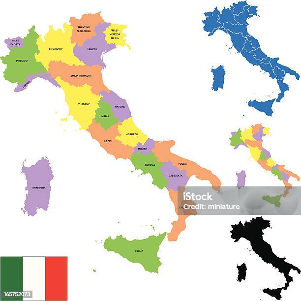 Itália Mapa - Arte vetorial de stock e mais imagens de Úmbria - Úmbria, Itália, Mapa