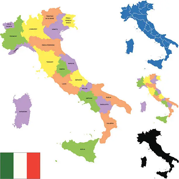 Vector illustration of Italy map