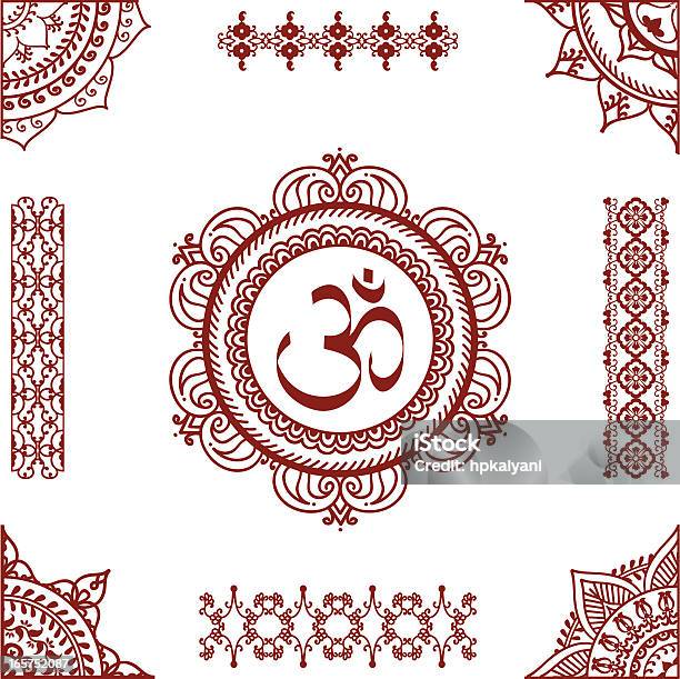 Mehndi Aum - Immagini vettoriali stock e altre immagini di Motivo decorativo - Motivo decorativo, Simbolo Om, Angolo - Forma