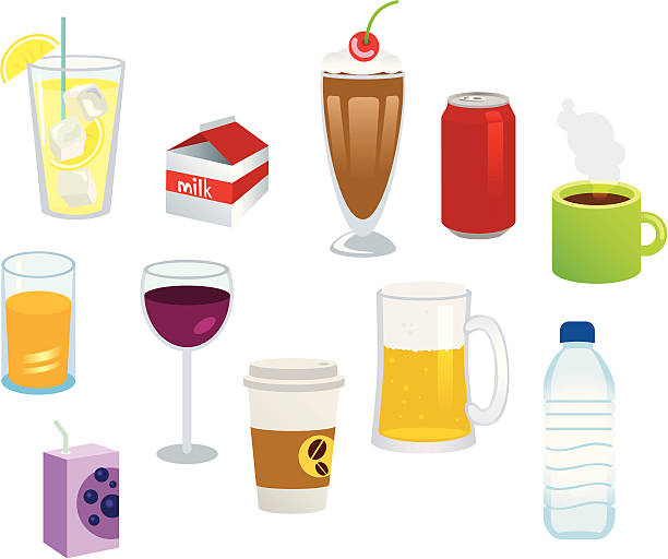 Beverages A variety of beverages in editable vector files. merlot grape stock illustrations