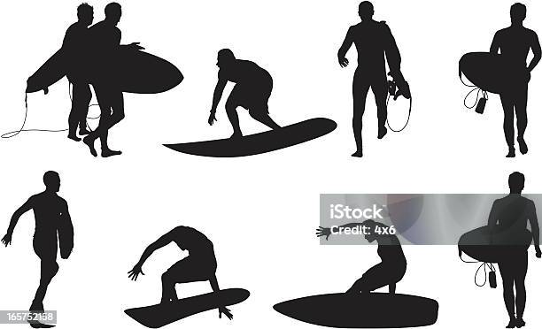 Male Surfers Going To Surf And Surfing Stock Illustration - Download Image Now - Activity, Adult, Aquatic Sport