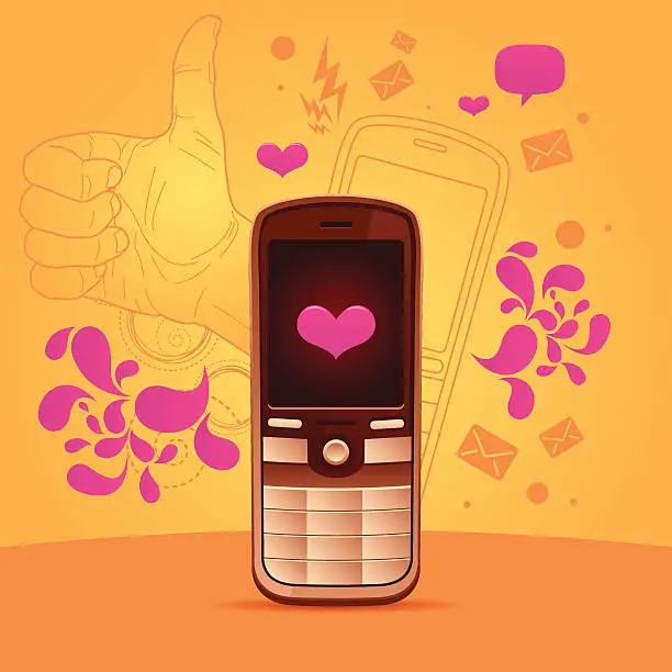Vector illustration of Happy mobile phone graphics
